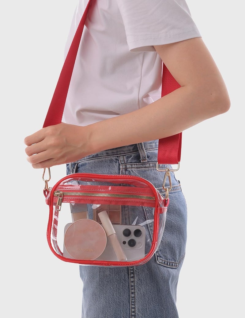 Fibrdoo Clear Bag Stadium Approved, Leather Clear Crossbody Purse Bag for Concerts Sports Events Festivals - Image 2